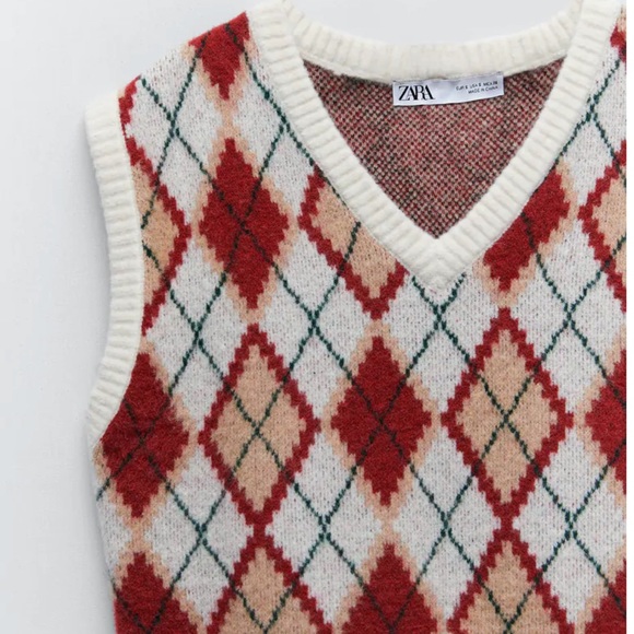 Zara | Sweaters | Zara Argyle Knit Vest 